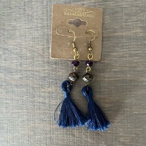 Blue tassel & beaded earrings